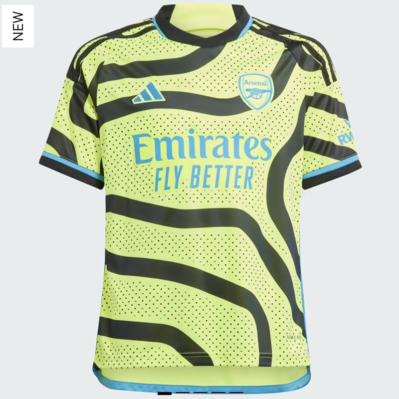 Men%27s 2023-2024 Club Adidas Arsenal away fluo-green-yellow blank Soccer Jersey